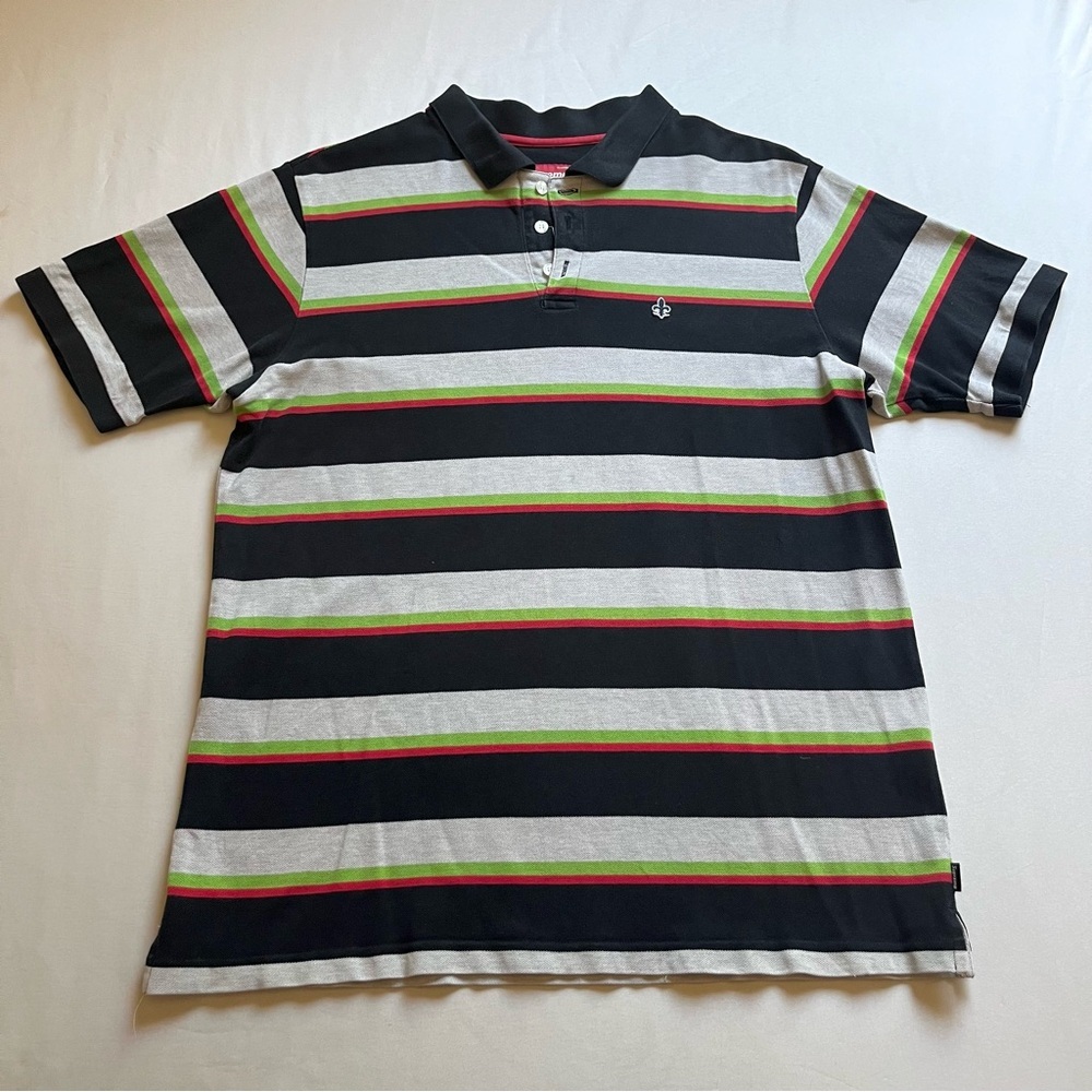 SUPREME off white‎ black red green striped knit short sleeve polo shirt